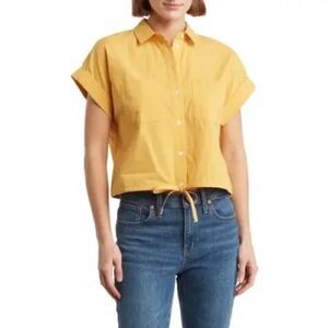 Madewell Women’s Drawstring Button-Up Signature Poplin Shirt Autumn NWT Size S